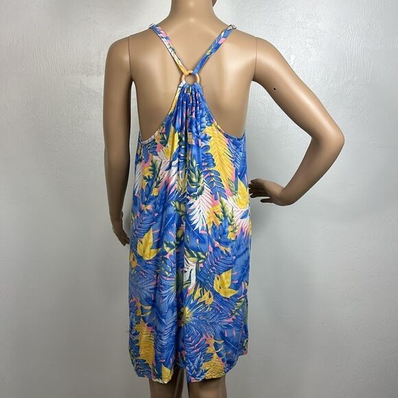 Lost In Paradise Tropical Print Sleeveless Short Dress One Size - Picture 2 of 6